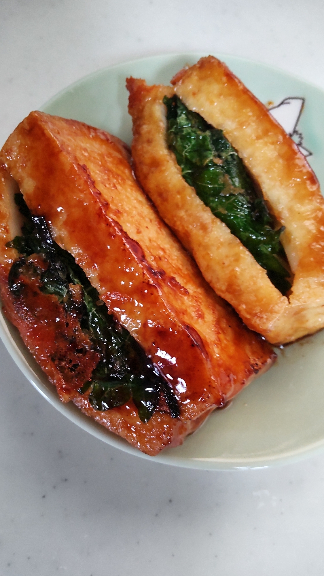 大葉とチーズの入った厚揚げ焼き