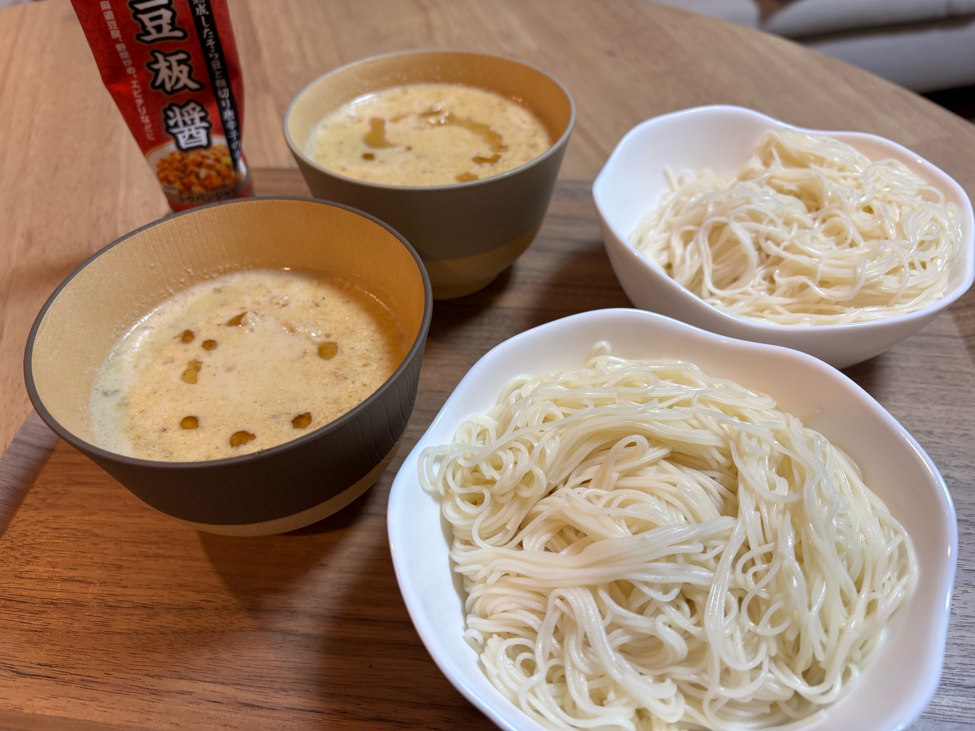 高タンパク！鶏挽き肉たっぷり胡麻豆乳坦々つけ素麺