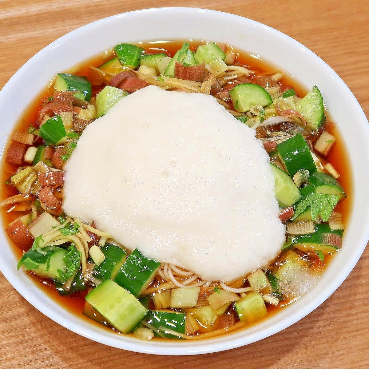 香味野菜ととろろのそうめん☆山形のだしインスパイア