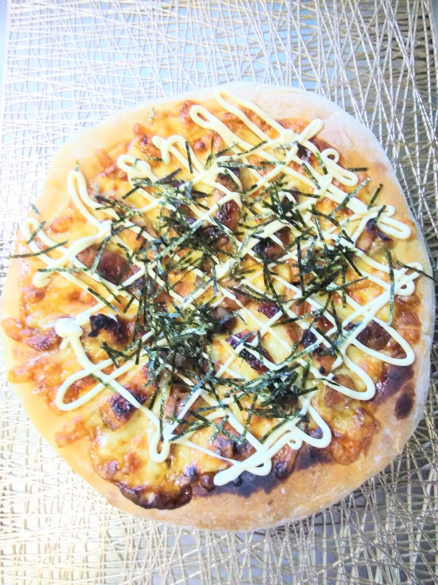 照りマヨチキンピザ☆手捏ピザ☆照り焼きチキンのピザ