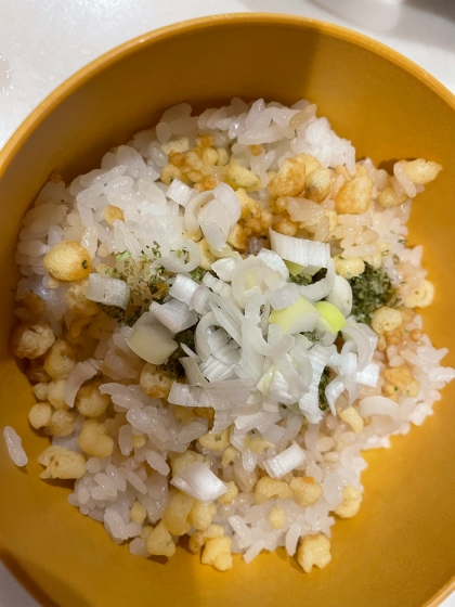 相性抜群☆天かすとネギとめんつゆのたぬきおにぎり